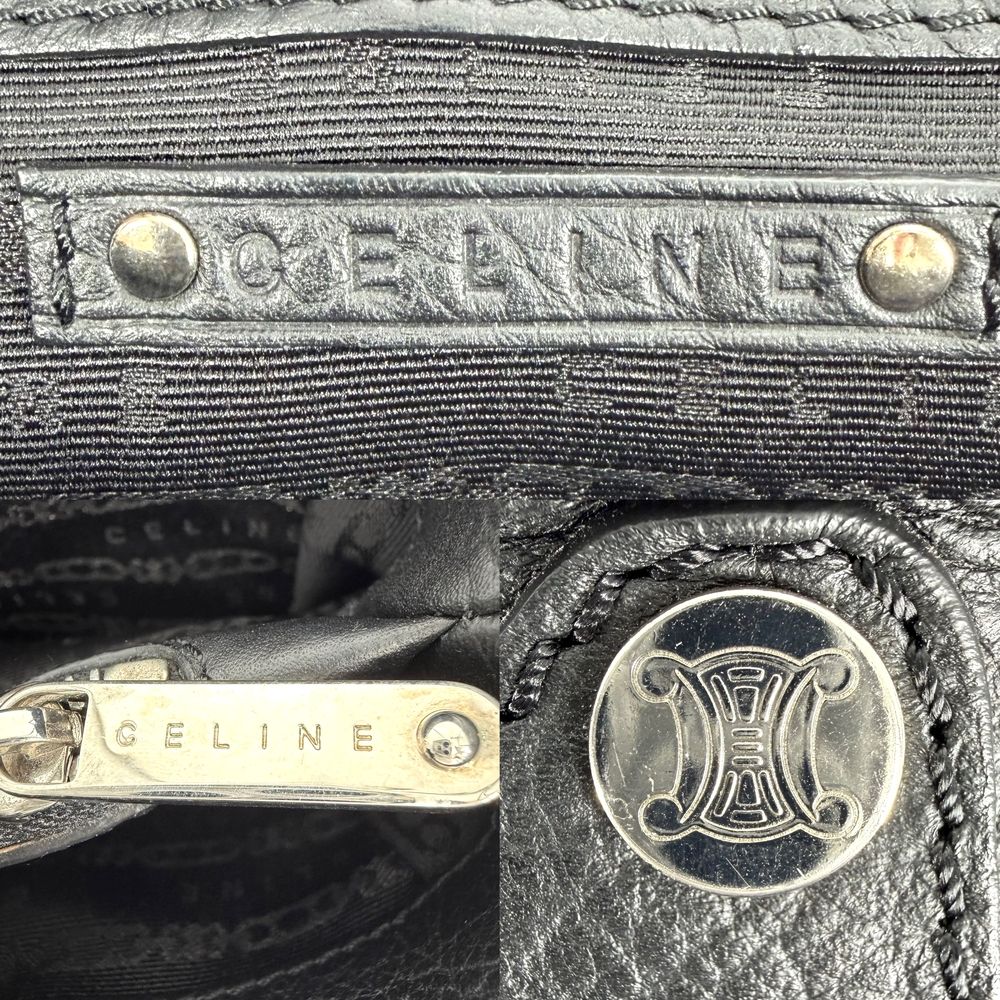 Celine Handbag Macadam Boogie Tote Leather Black Silver Vintage — view 6