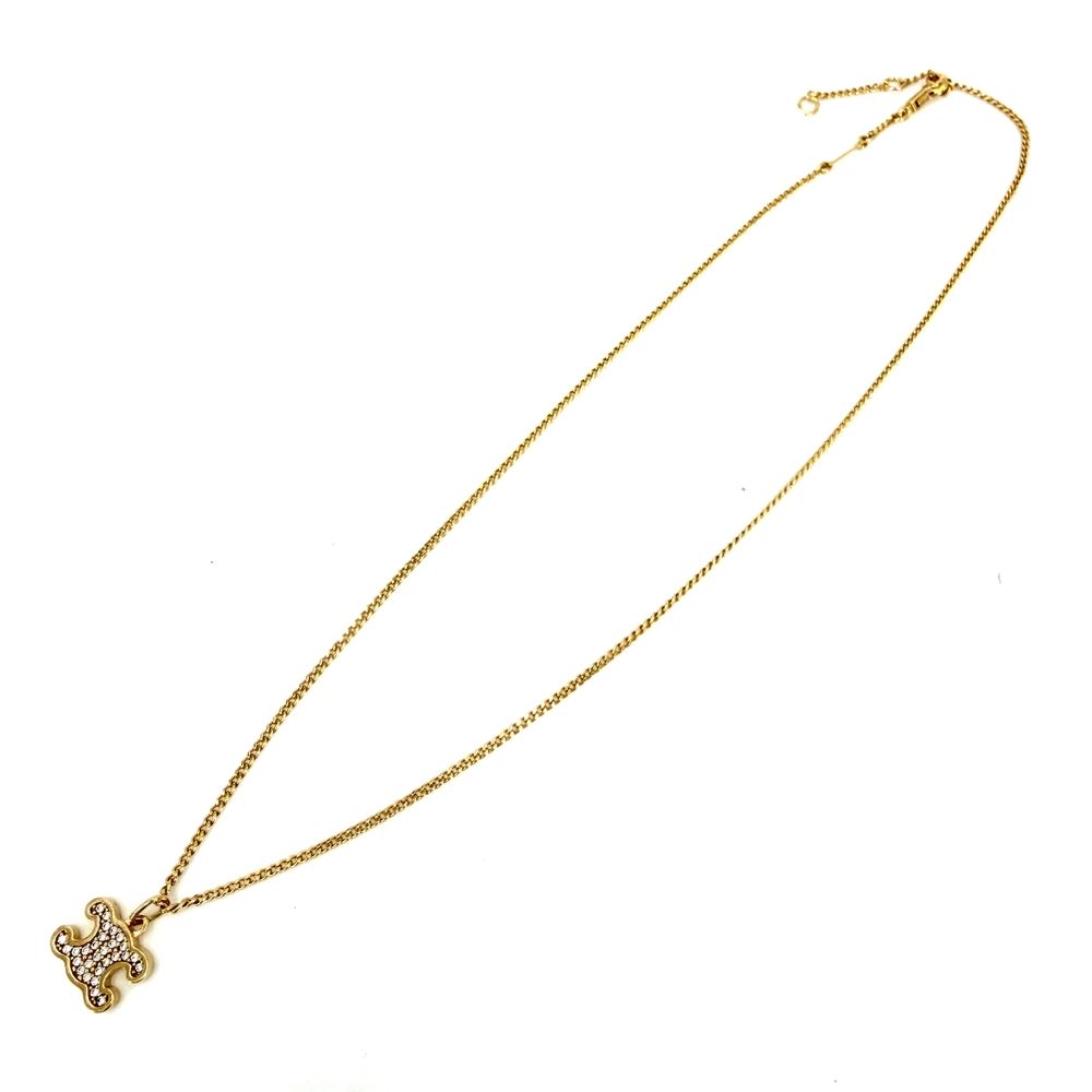Celine Necklace Triomphe Accessory Star Rhinestone Gold Vintage — view 5