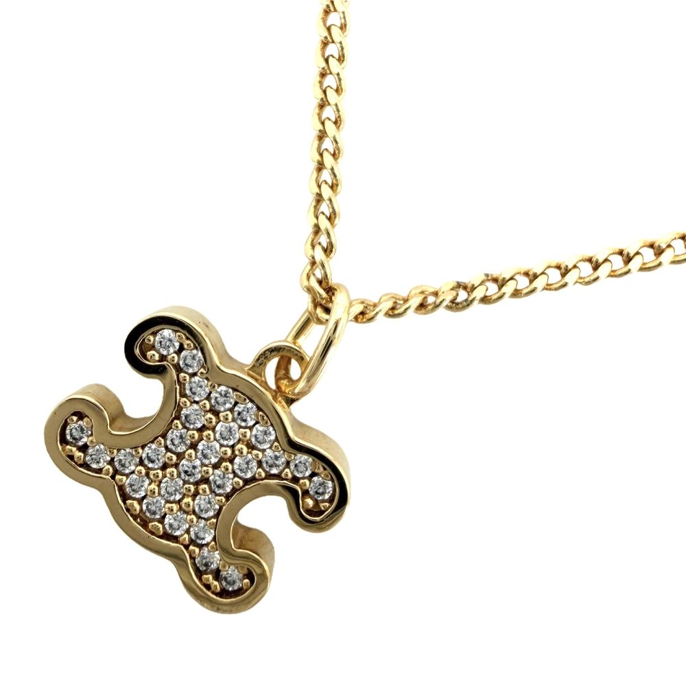 Celine Necklace Triomphe Accessory Star Rhinestone Gold Vintage