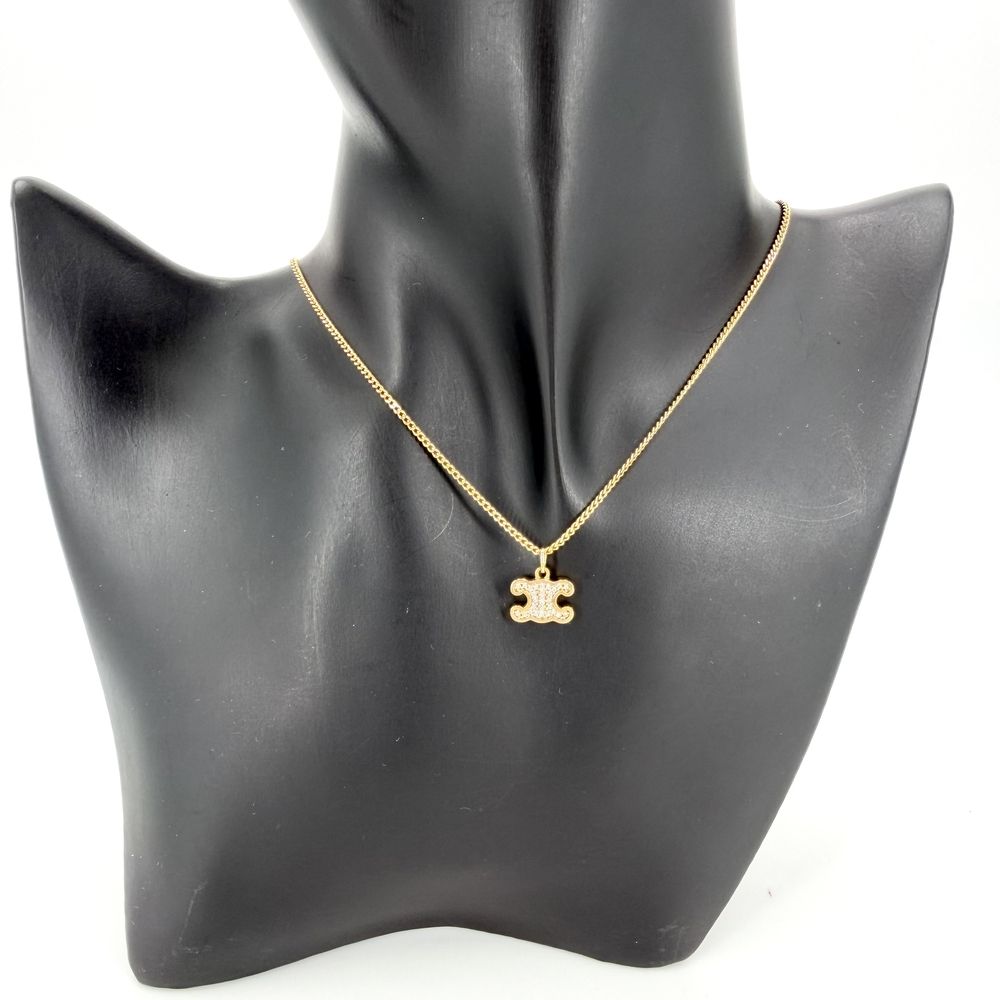 Celine Necklace Triomphe Accessory Star Rhinestone Gold Vintage — view 3