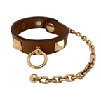 Hermes Rival Glove Holder Charm Leather Brown Gold Vintage Gloves