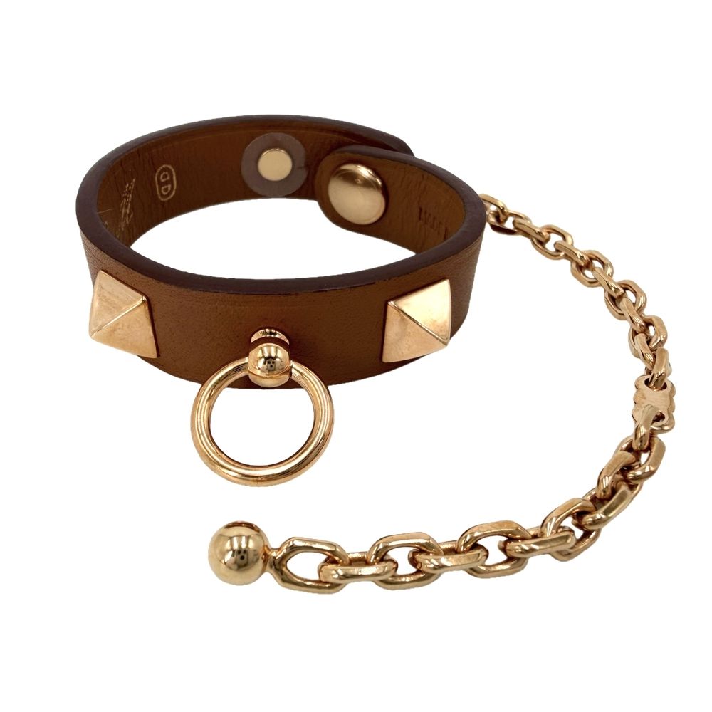Hermes Rival Glove Holder Charm Leather Brown Gold Vintage Gloves