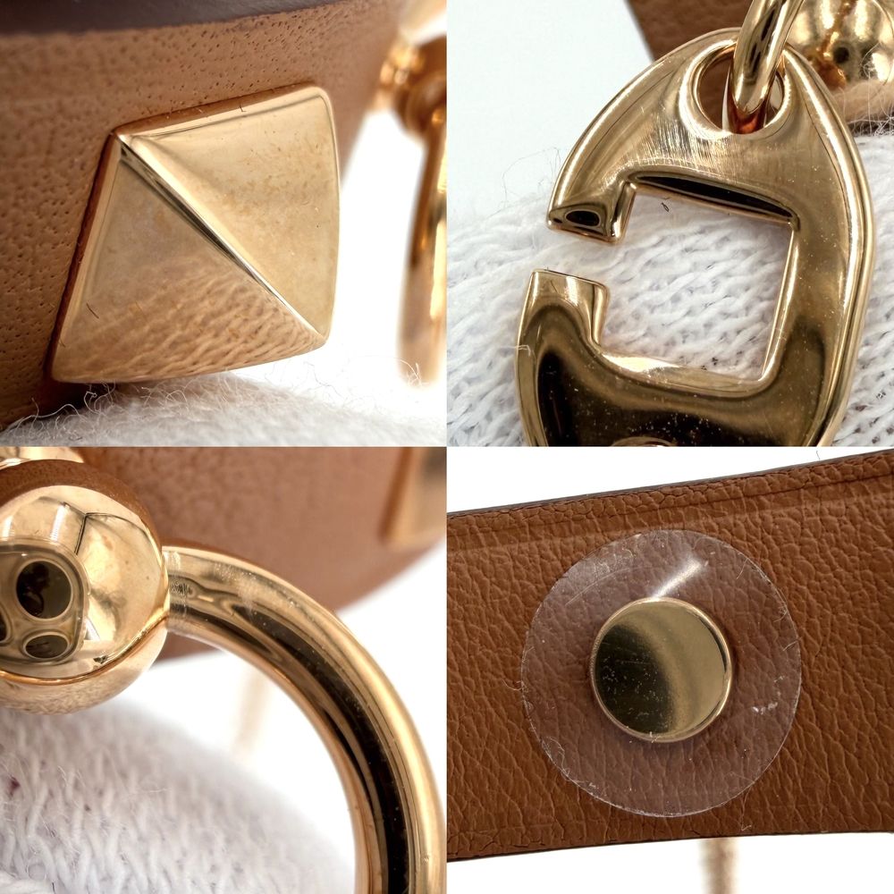 Hermes Rival Glove Holder Charm Leather Brown Gold Vintage Gloves — view 4