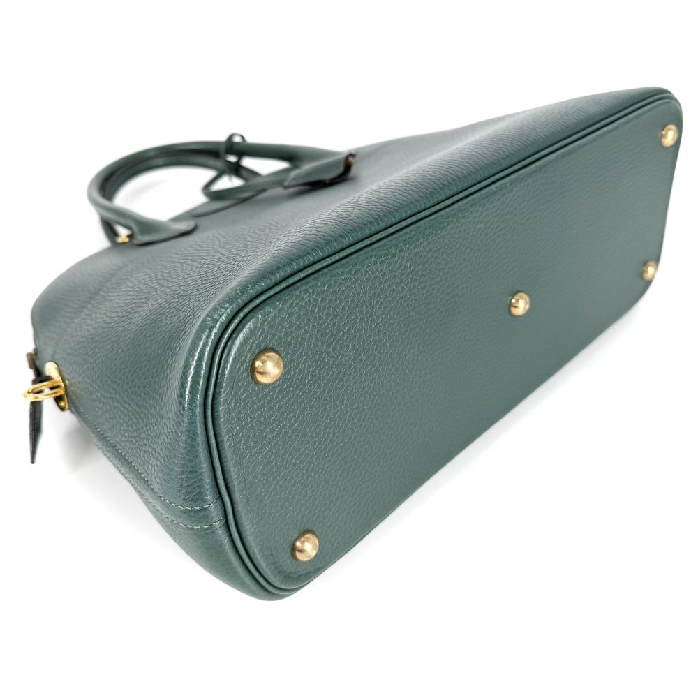 Hermes 2-Way Bolide 35 Handbag Shoulder Bag Crossbody Leather Green Gold Vintage — view 3