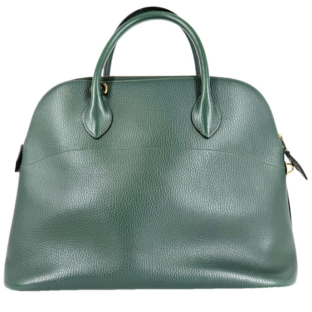 Hermes 2-Way Bolide 35 Handbag Shoulder Bag Crossbody Leather Green Gold Vintage — view 2
