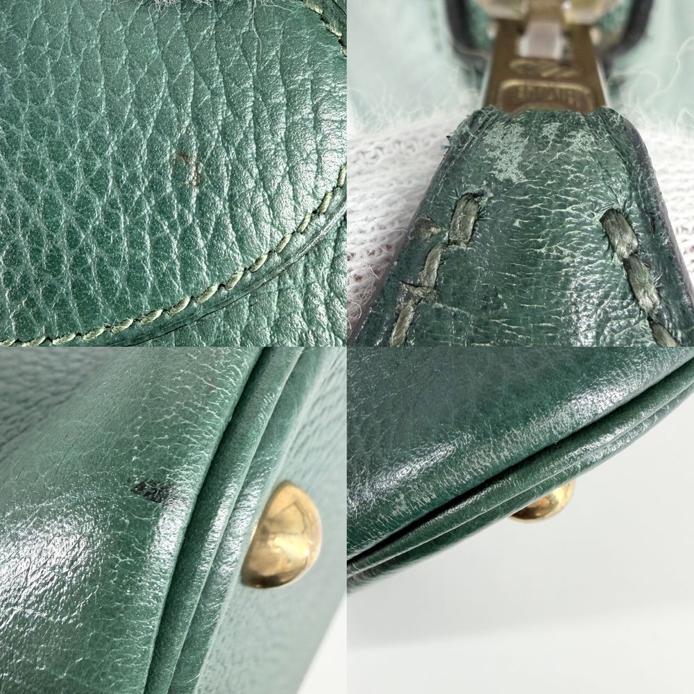 Hermes 2-Way Bolide 35 Handbag Shoulder Bag Crossbody Leather Green Gold Vintage — view 6