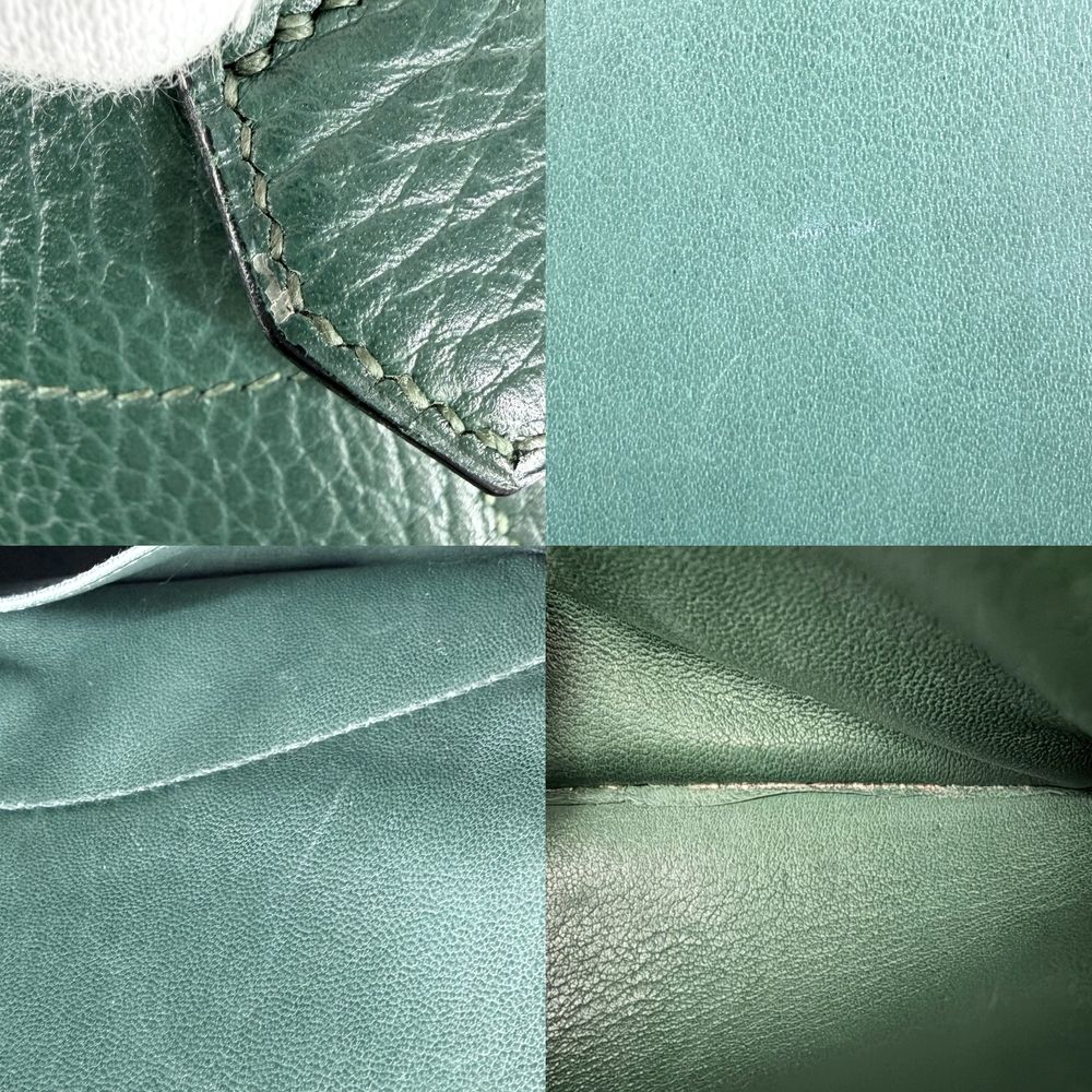 Hermes 2-Way Bolide 35 Handbag Shoulder Bag Crossbody Leather Green Gold Vintage — view 7
