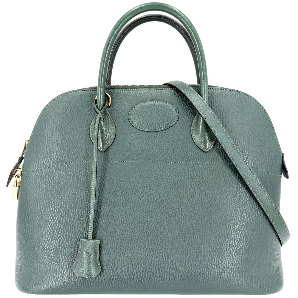 Hermes 2-Way Bolide 35 Handbag Shoulder Bag Crossbody Leather Green Gold Vintage