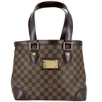 Louis Vuitton Tote Hampstead PM Handbag Shoulder Damier Canvas Brown Gold Vintage