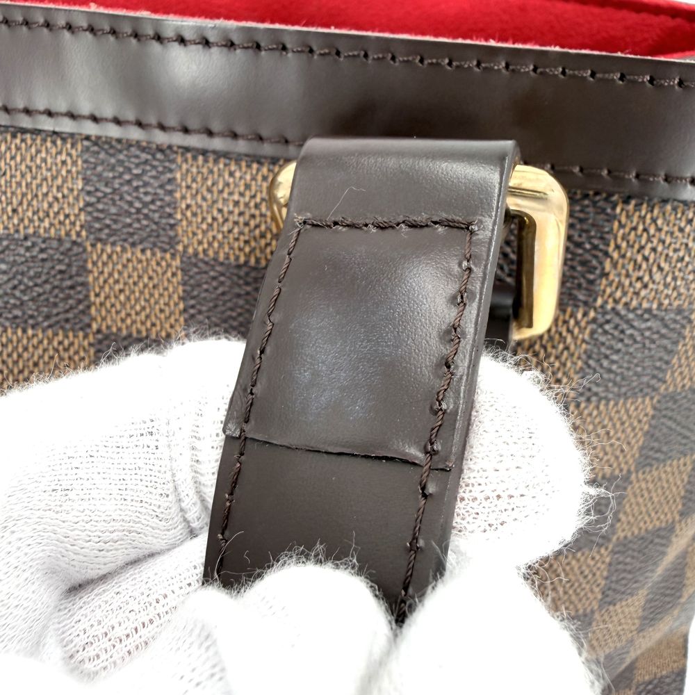 Louis Vuitton Tote Hampstead PM Handbag Shoulder Damier Canvas Brown Gold Vintage — view 7
