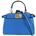 Fendi 2-Way Micro Peekaboo Mini Handbag Shoulder Bag Crossbody Leather Blue Gold