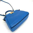 Fendi 2-Way Micro Peekaboo Mini Handbag Shoulder Bag Crossbody Leather Blue Gold — view 3