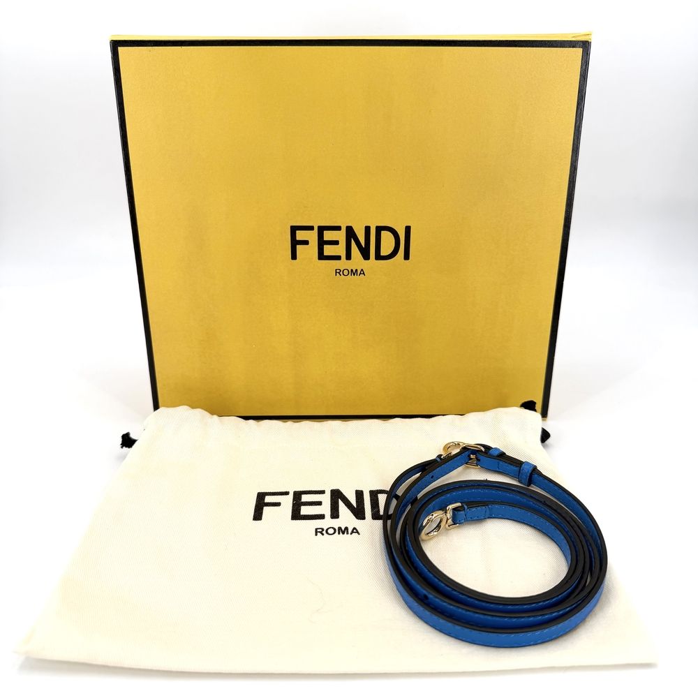 Fendi 2-Way Micro Peekaboo Mini Handbag Shoulder Bag Crossbody Leather Blue Gold — view 8