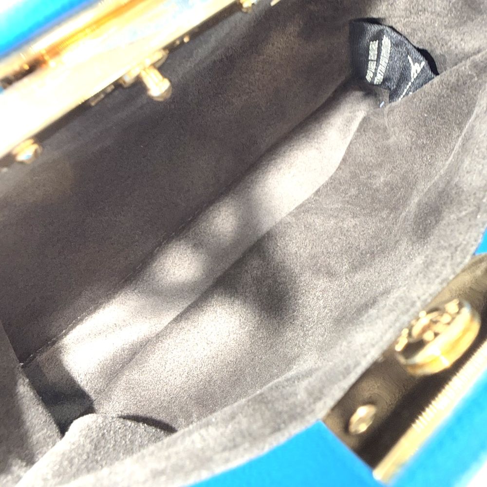 Fendi 2-Way Micro Peekaboo Mini Handbag Shoulder Bag Crossbody Leather Blue Gold — view 4