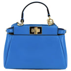 Fendi 2-Way Micro Peekaboo Mini Handbag Shoulder Bag Crossbody Leather Blue Gold — view 2