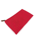 Fendi Pouch Zucca Makeup Container Canvas Leather Red Gold Vintage — view 3