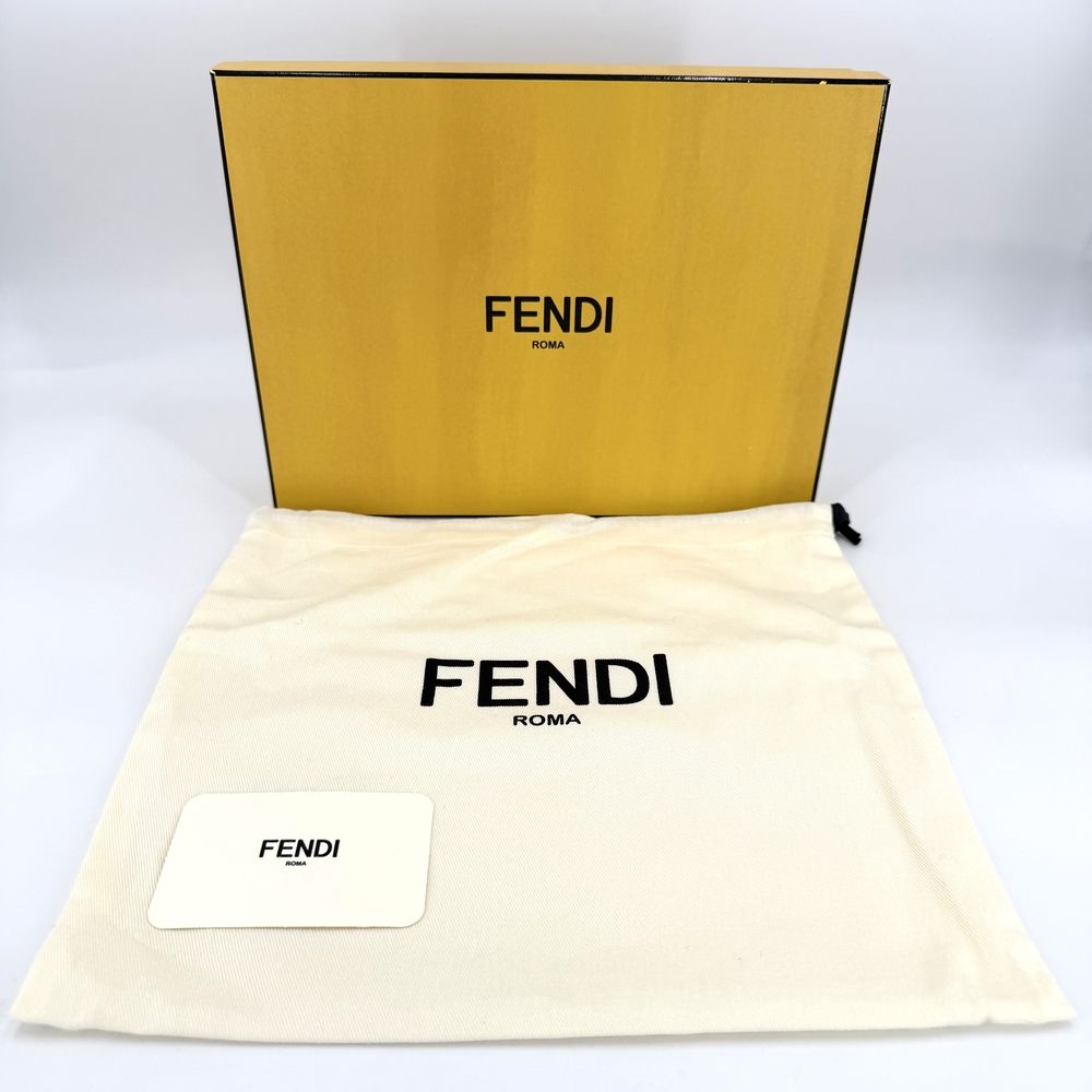 Fendi Pouch Zucca Makeup Container Canvas Leather Red Gold Vintage — view 8