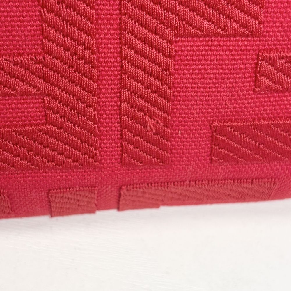 Fendi Pouch Zucca Makeup Container Canvas Leather Red Gold Vintage — view 7
