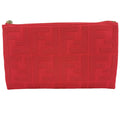 Fendi Pouch Zucca Makeup Container Canvas Leather Red Gold Vintage