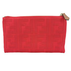 Fendi Pouch Zucca Makeup Container Canvas Leather Red Gold Vintage — view 2
