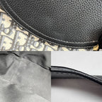 Dior Shoulder Bag with Oblique Saddle Flap Crossbody Leather Canvas Black Beige — view 8