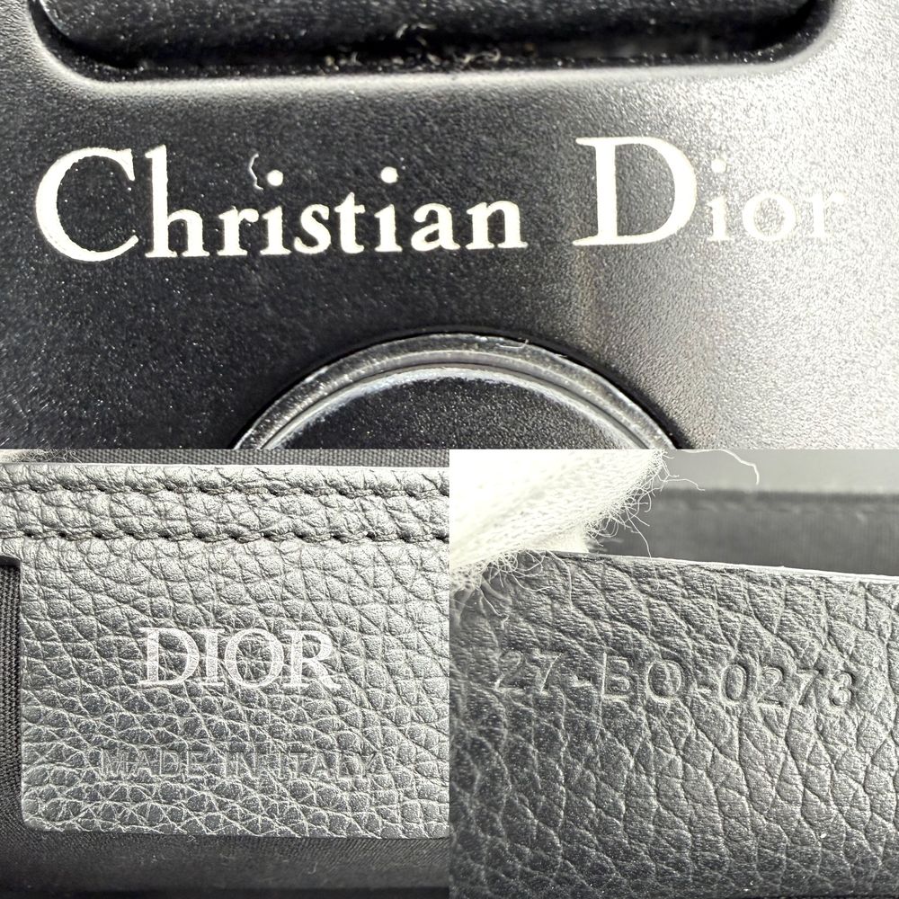 Dior Shoulder Bag with Oblique Saddle Flap Crossbody Leather Canvas Black Beige — view 5