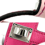 Hermes Bangle Kelly Twist PM Leather Pink Silver Vintage — view 6