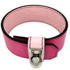 Hermes Bangle Kelly Twist PM Leather Pink Silver Vintage