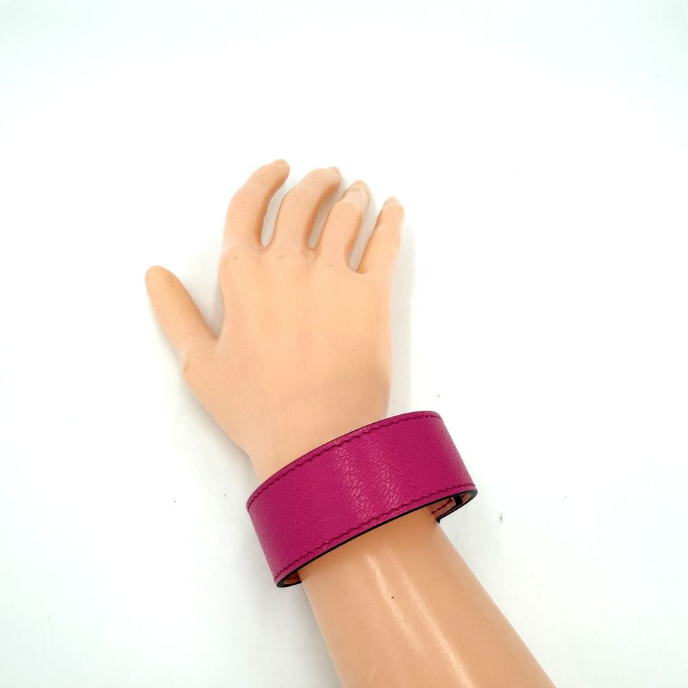 Hermes Bangle Kelly Twist PM Leather Pink Silver Vintage — view 3