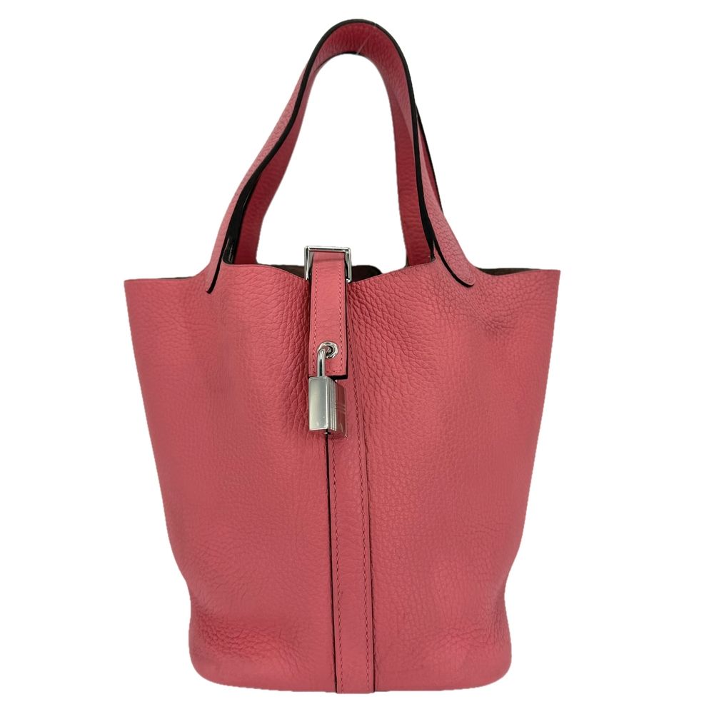Hermes Picotin Lock PM Taurillon Clemence Pink Silver Vintage Handbag