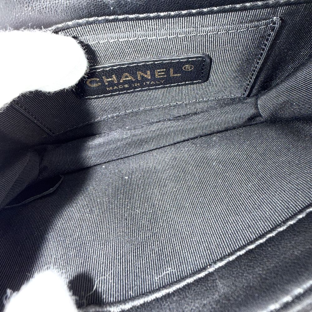 Chanel Shoulder Bag Quilted Boy Brick Chain CC Logo Crossbody Lambskin Black — view 4