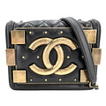 Chanel Shoulder Bag Quilted Boy Brick Chain CC Logo Crossbody Lambskin Black