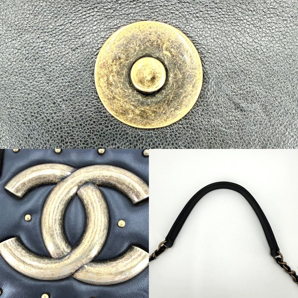 Chanel Shoulder Bag Quilted Boy Brick Chain CC Logo Crossbody Lambskin Black — view 7