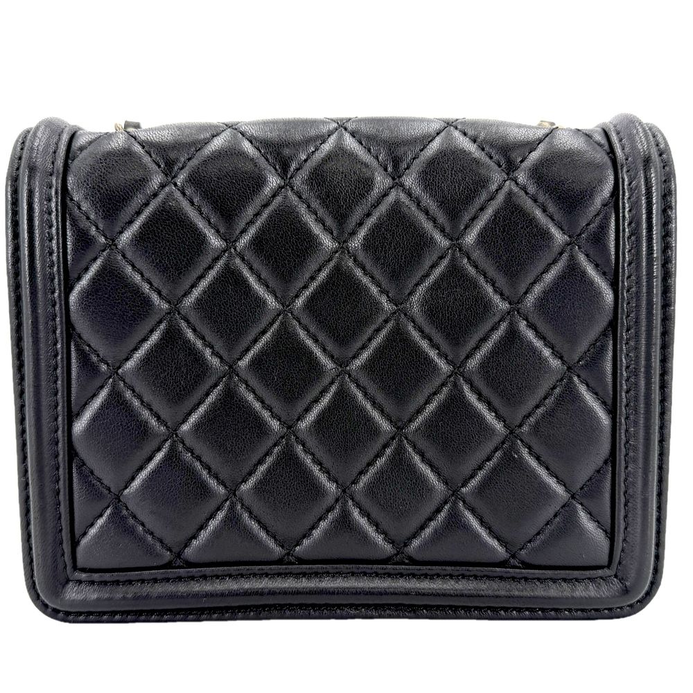 Chanel Shoulder Bag Quilted Boy Brick Chain CC Logo Crossbody Lambskin Black — view 2