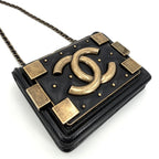 Chanel Shoulder Bag Quilted Boy Brick Chain CC Logo Crossbody Lambskin Black — view 3