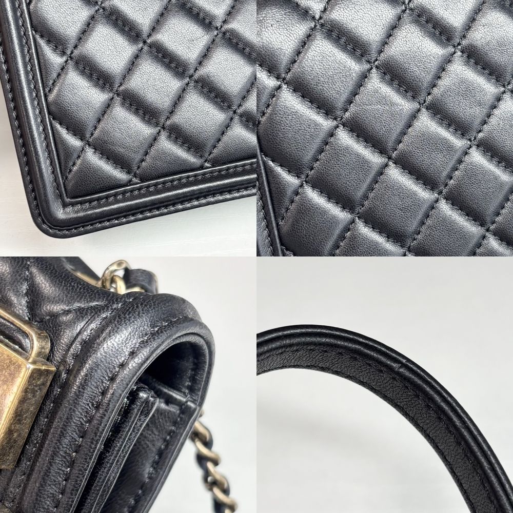 Chanel Shoulder Bag Quilted Boy Brick Chain CC Logo Crossbody Lambskin Black — view 8
