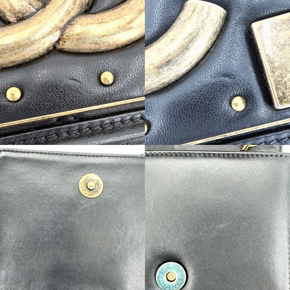 Chanel Shoulder Bag Quilted Boy Brick Chain CC Logo Crossbody Lambskin Black — view 6