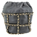 Chanel Shoulder Bag Chain Bag Crossbody Lambskin Black Gold Vintage — view 2