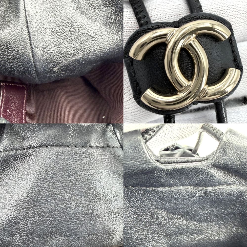 Chanel Shoulder Bag Chain Bag Crossbody Lambskin Black Gold Vintage — view 6