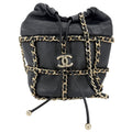 Chanel Shoulder Bag Chain Bag Crossbody Lambskin Black Gold Vintage