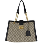 Gucci Tote Horsebit Padlock GG Handbag Shoulder Supreme Canvas Leather Brown