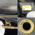 Chanel Handbag Quilted Chain Tote CC Logo Shoulder Caviar Leather Black Gold — view 5