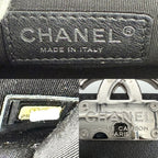 Chanel Shoulder Bag Quilted CC Logo Double Chain Crossbody Leather Black Silver — view 6