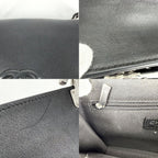 Chanel Shoulder Bag Quilted CC Logo Double Chain Crossbody Leather Black Silver — view 7