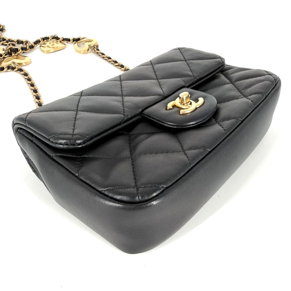 Chanel Shoulder Bag Heart Charm Mini Quilted Chain Turnlock Crossbody Mini CC — view 3
