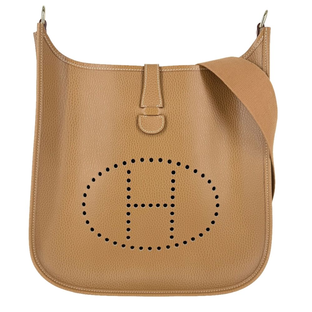 Hermes Shoulder Bag Evelyne Igm Leather Brown Gold Vintage