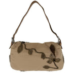 Fendi Handbag Flower Motif Mamma Bucket Shoulder Bag Wool Calf Hair Beads Brown — view 2