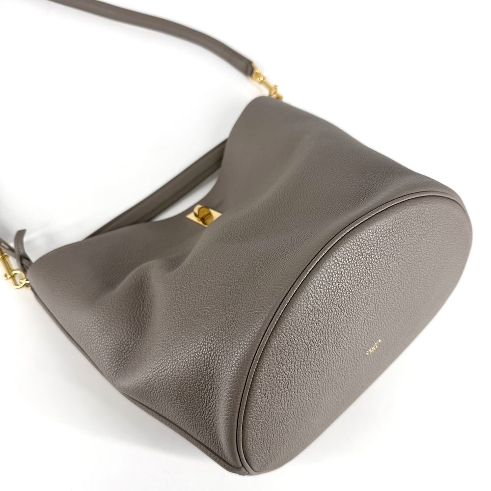 Celine 2-Way Bucket 16 Shoulder Bag Handbag Leather Brown Gold Vintage — view 3