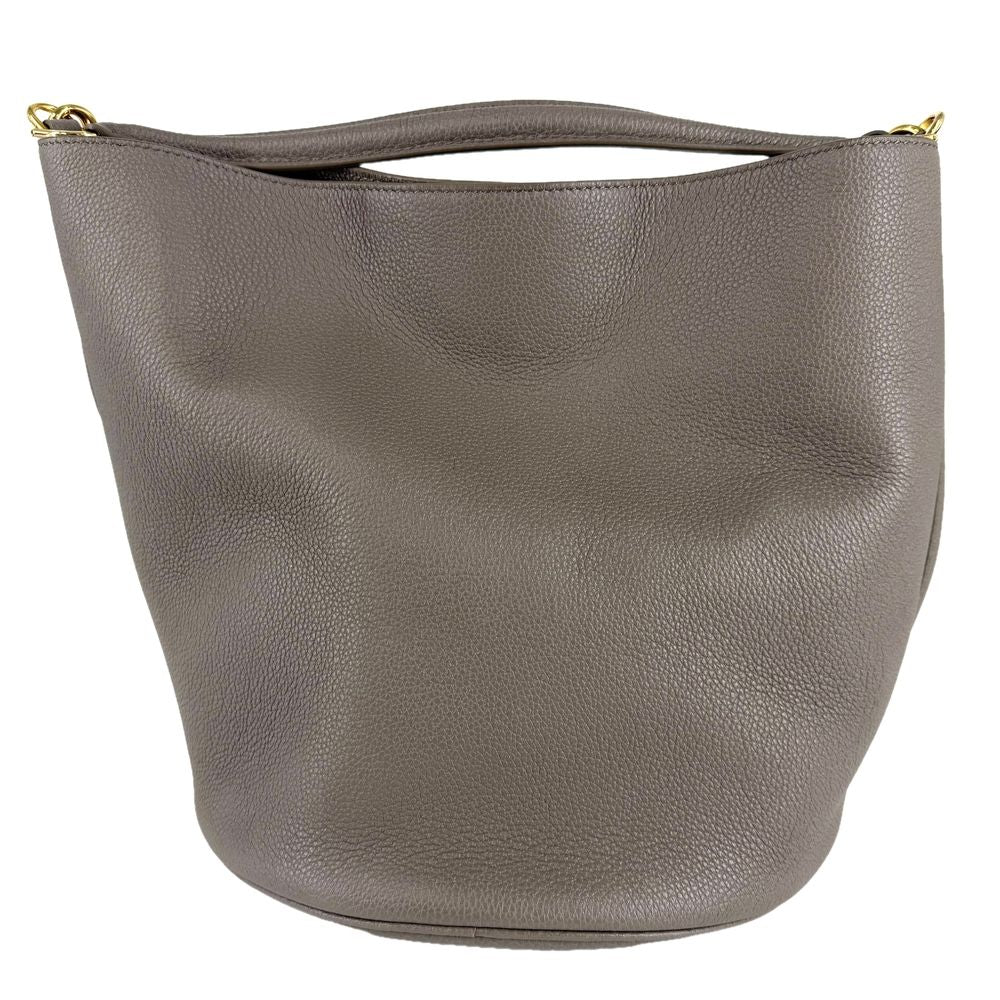Celine 2-Way Bucket 16 Shoulder Bag Handbag Leather Brown Gold Vintage — view 2