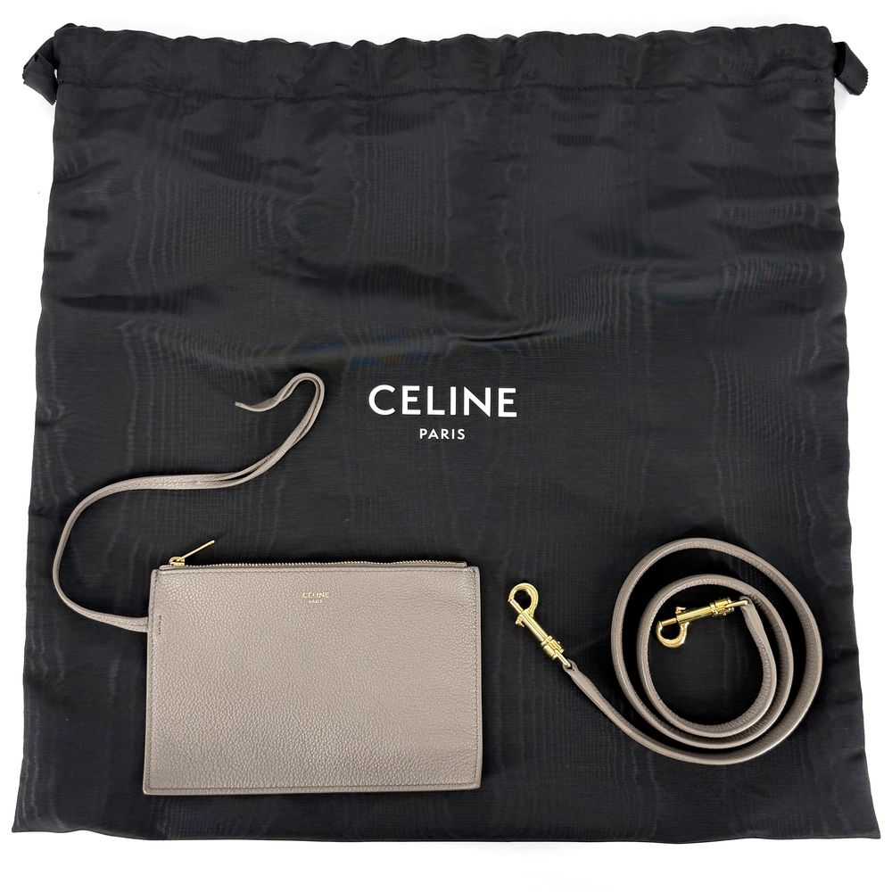 Celine 2-Way Bucket 16 Shoulder Bag Handbag Leather Brown Gold Vintage — view 8
